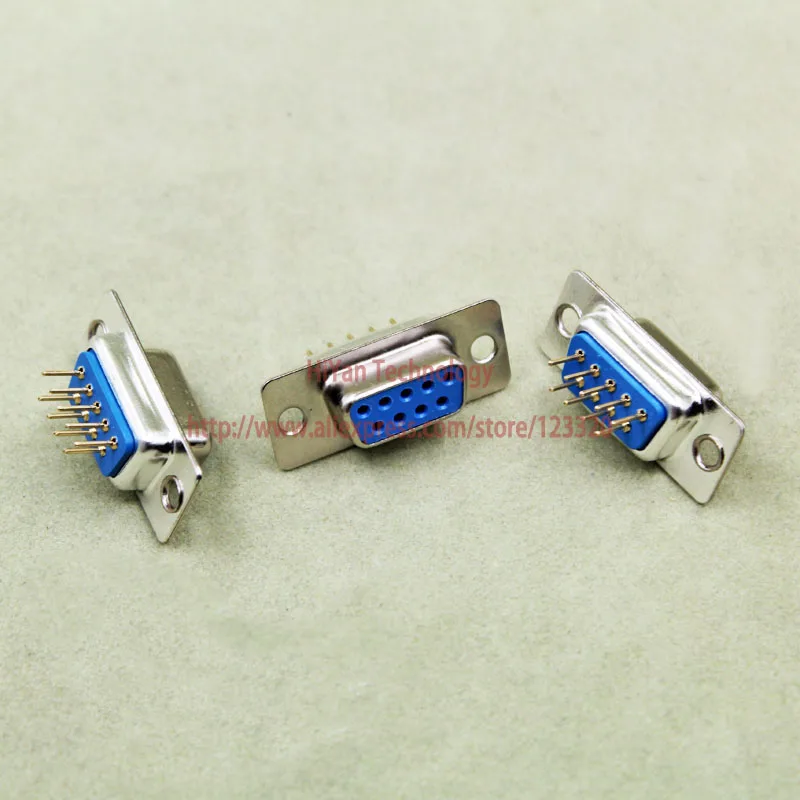 500pcs RS232 Parallel Serial Port DP9 DB9 9 Pin D Sub Female PCB Type Connector DB9 Socket Plug COM Adapter