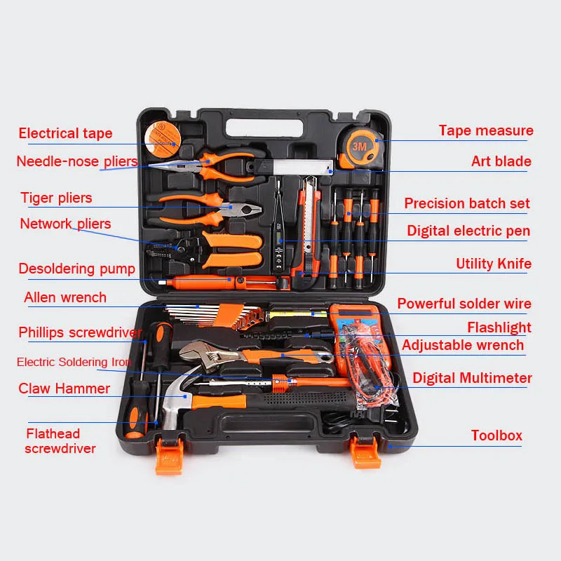 35pcs Combination electrician tool accessories repair hand tool box set Spanner household multi tool kit Herramientas DN155