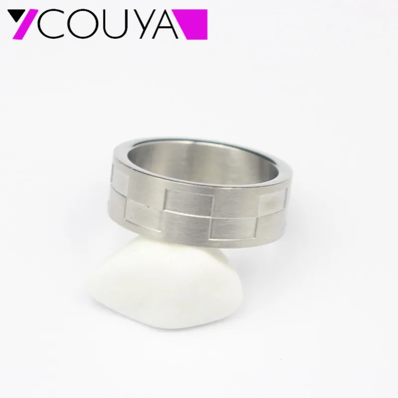 2017 Fashion  Jewelry Rings 316L Stainless Steel 9mm Width Silver color Square Rings for Men in Jewelry High Quality Low Price