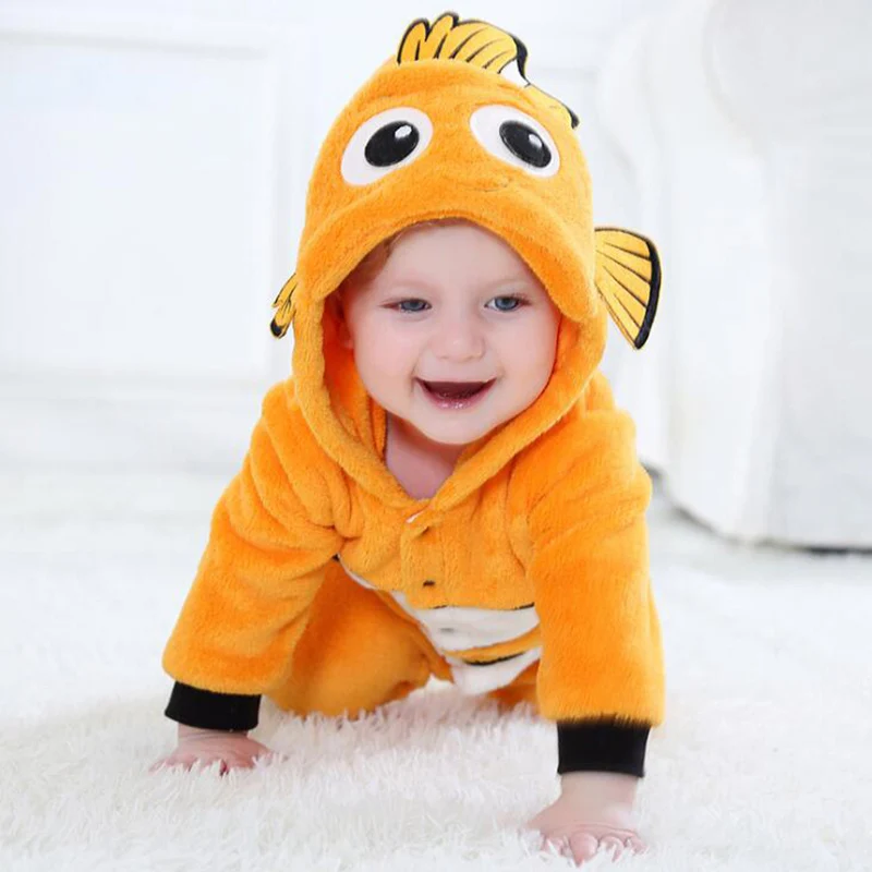 Anime Baby Nemo Clownfish Kigurumi Pajamas Newborn Infant Romper Animal Onesie Cosplay Costume Onepieces Outfit Jumpsuit Winter