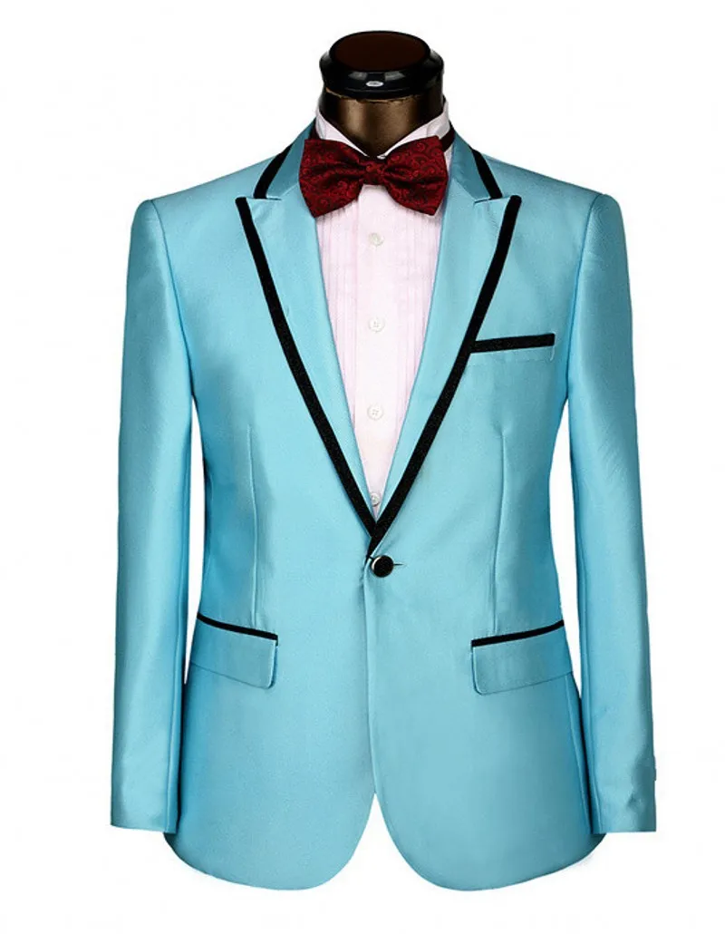 

Groomsmen Peak Lapel Groom Tuxedos Blue/Red/Yellow Mens Suits Wedding Best Man Suit (Jacket+Pants+Tie+Hankerchief) B684