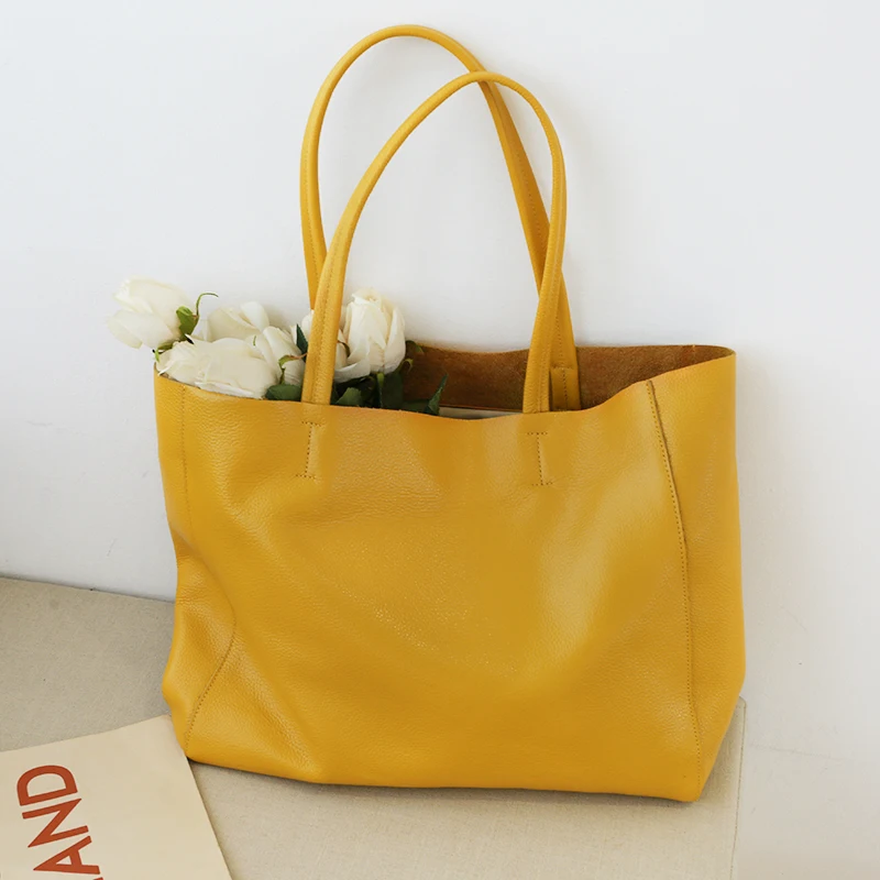 Women Luxury Bag Casual Tote Female Fashion Summer Beach Handbag Lady Popular Soft Cowhide Genuine Leather Shoulder Shopping Bag