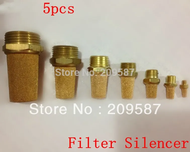 5PCS M5  1/8 1/4 3/8 1/2 3/4 1'  BSPT Pneumatic Filter Silencer Sintered Bronze