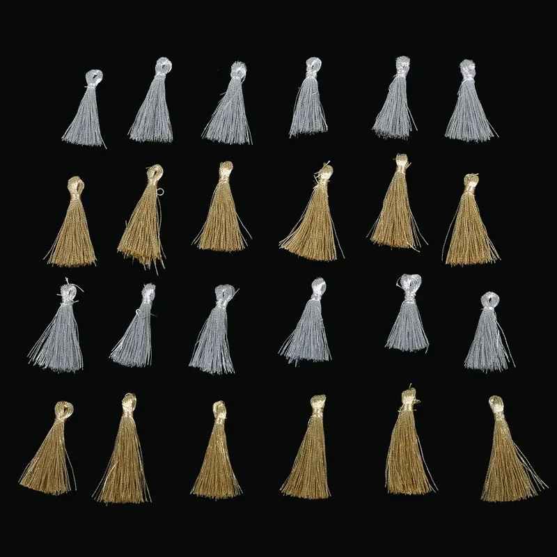 10PCS/pack Gold Silver Mini Small Tassel Decorative Tassels Charm for Curtain Clothes Bags for DIY Jewelry Clothing Findings