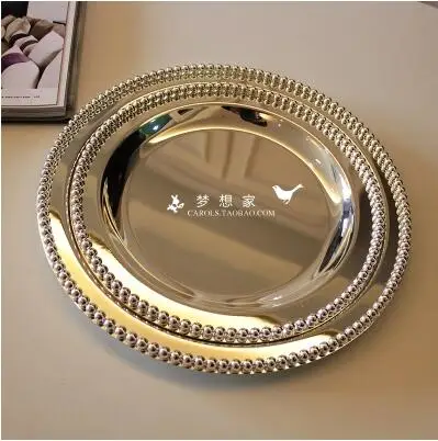 

Diameter30/25 cm round metal tray for cake pastry desserts fruits foods sugars wedding home hotel tableware decoration SG095