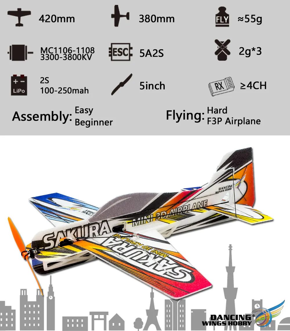 DW Hobby Mini RC Vliegtuig 3D Aerobatic Vliegende Vliegtuigen EPP/PP Schuim Speelgoed Vliegtuigen Spanwijdte 451mm DIY Model Vliegtuig Ongemonteerd