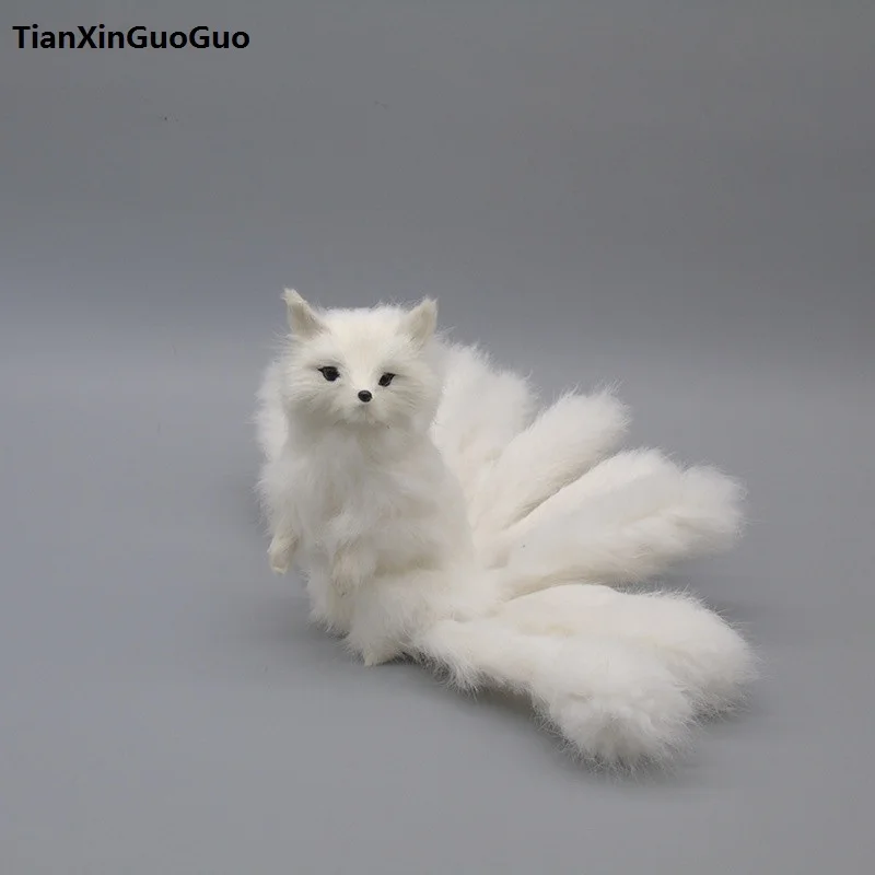 

cosplay prop nine tails fox hard model large 28x16cm,polyethylene&furs jump-up white fox handicraft decoration gift s0449