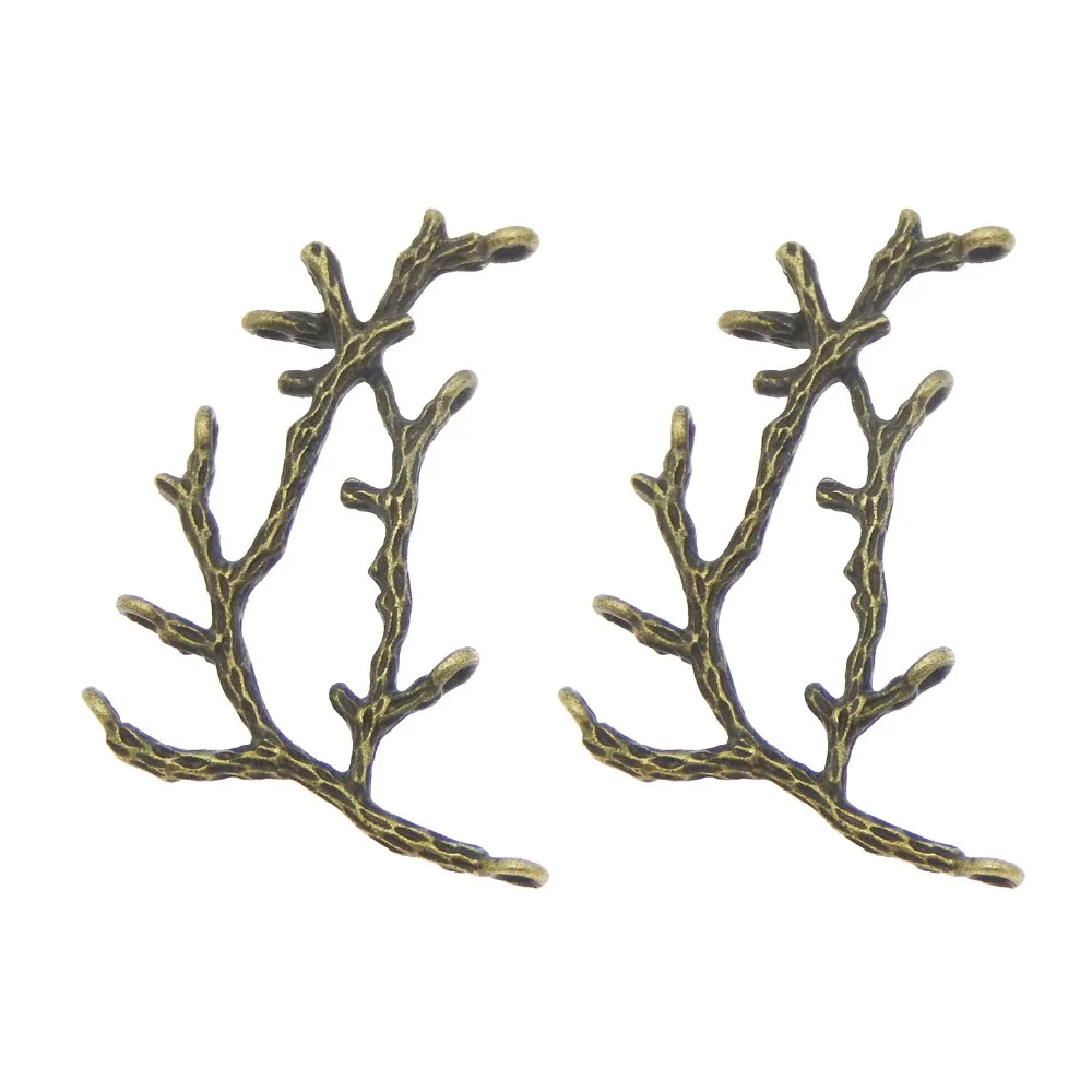 GraceAngie  15PCS Antique Bronze Alloy Branch Holes Charms  Handmade Jewelry Finding Accessory Crafts   52*35*3MM  36360