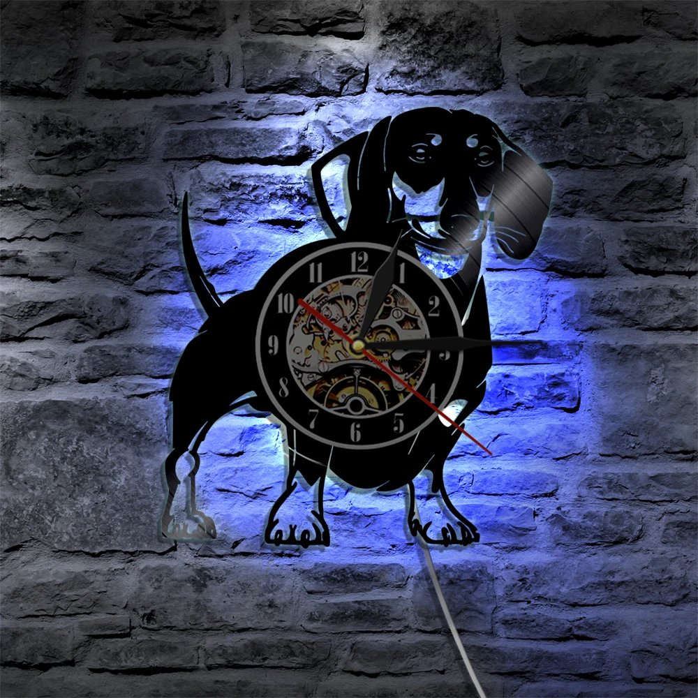 

Dachshund Dog Wall Vinyl Led Wall Lighting Vintage LP Record Lamp Handmade LED Lights Decorative Art Gift For Dog Lover