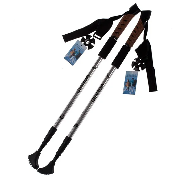 2pcs/lot Climbing Folding Hiking Sticks Pole Aluminum Walking Trekking Canes nordic walking stick camping metal crafts A1962