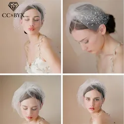 CC biżuteria welon kapelusze krótkie Bride Tiara ślubne akcesoria do włosów dla kobiet druhny ślubne Handmade Party Fine Romantic V005