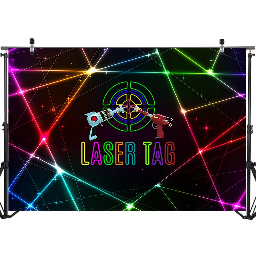  Laser Tag Birthday Party Photography Backdrops Game Over Let’s Glow Photography Background