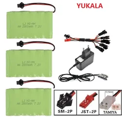 7.2V 2800mAh Ni-MH rechargable battery SM plug/USB charger for RC Truck/ RC car/ RC boat/RC tank JST/SM/Tiamiya 7.2 v 2800 mah