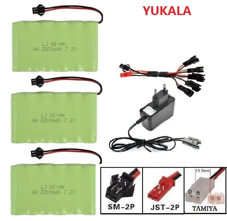 7.2V 2800mAh Ni-MH rechargable battery SM plug/USB charger for RC Truck/ RC car/ RC boat/RC tank JST/SM/Tiamiya 7.2 v 2800 mah