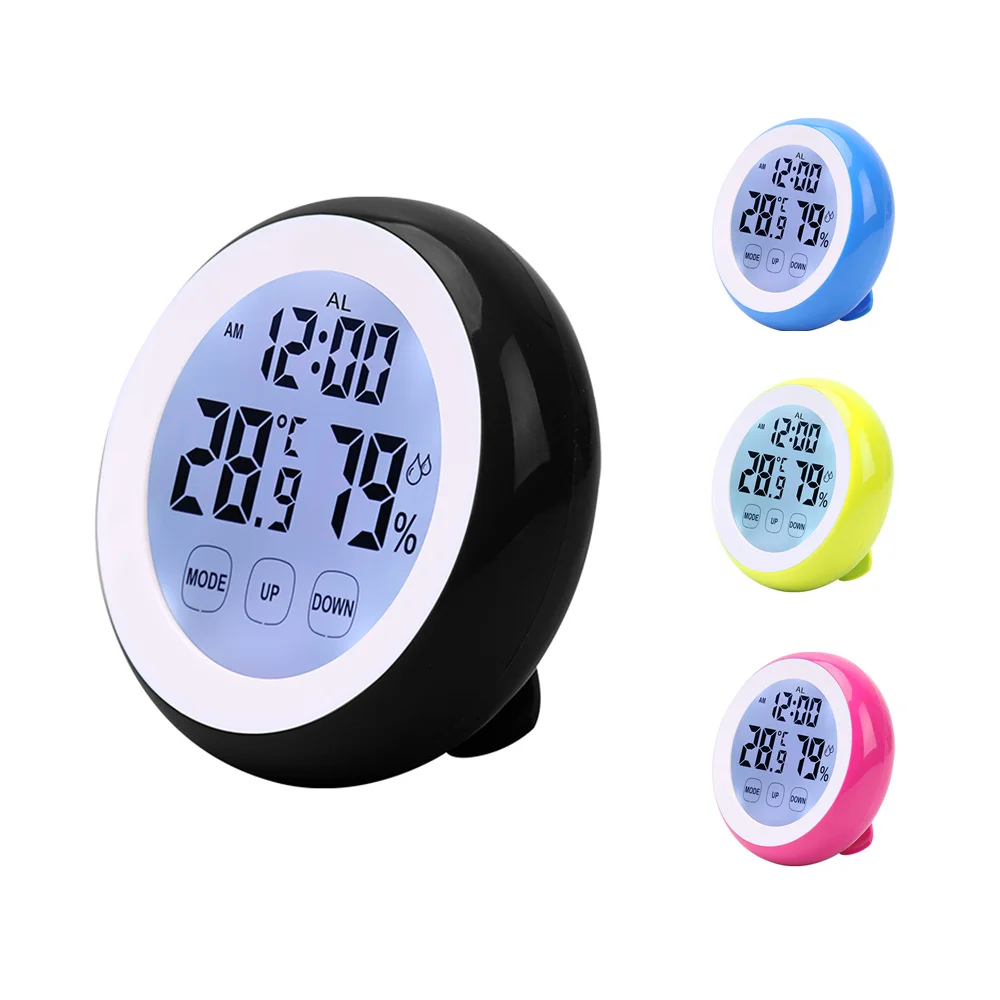 New Multifunctional Digital Backlight Touch Screen Indoor Thermometer Hygrometer  Weather Station With Alarm Clock Wall Hang