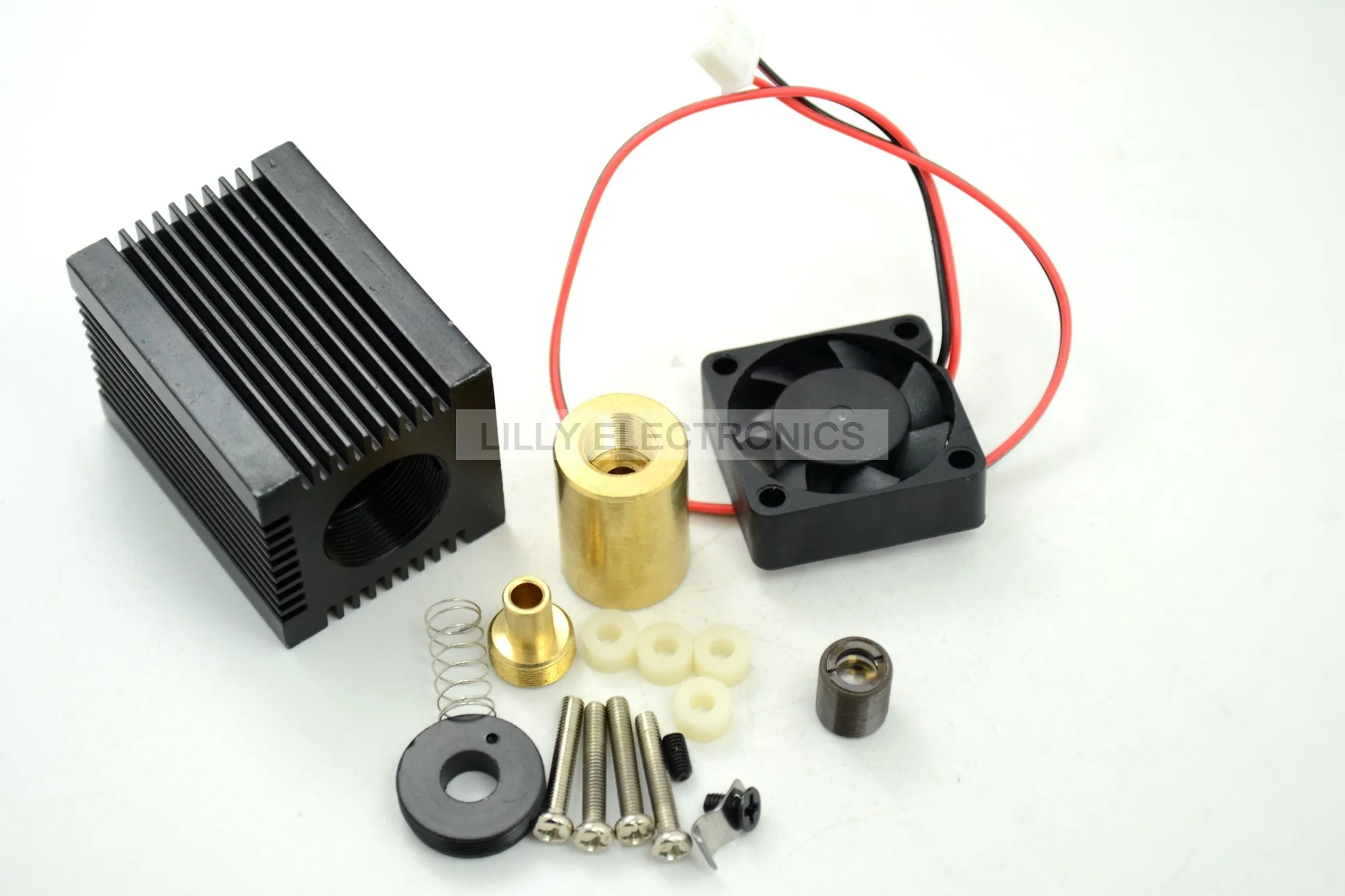 Q-BAIHE Laser Module Housing 33x33x50mm for 9.0mm TO-5 LD with Red Glass Lens & Fans