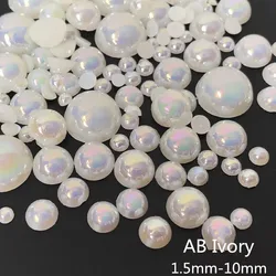 AB Ivory Half Pearl Mixed Size from 1.5mm To 10mm Craft ABS Resin Flatback Half round imitation pearls