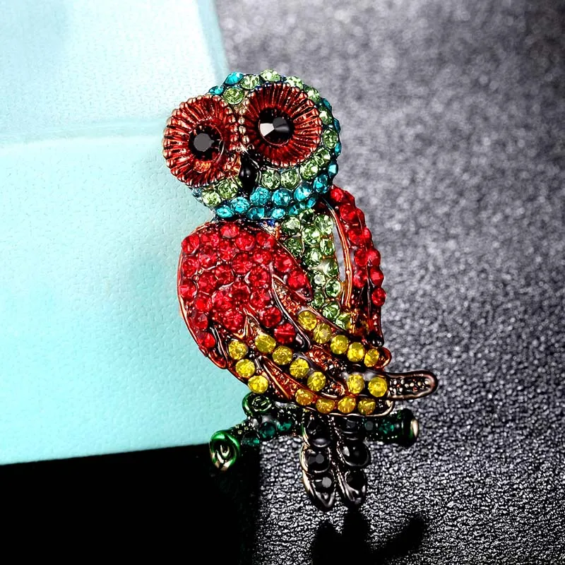 zlxgirl Perfect Austrian Crystal owl animal Brooch Pins of men jewelry nice Hijab Accessories Women Wedding bridal accessories