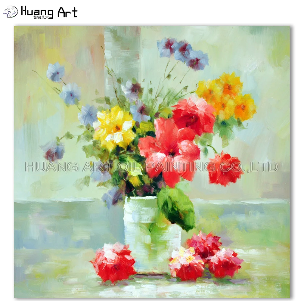 Handmade Impression Colorful Flower Oil Painting on Canvas Wall Painting for Bedroom Decor Little Daisy Modern Picture Art Gift