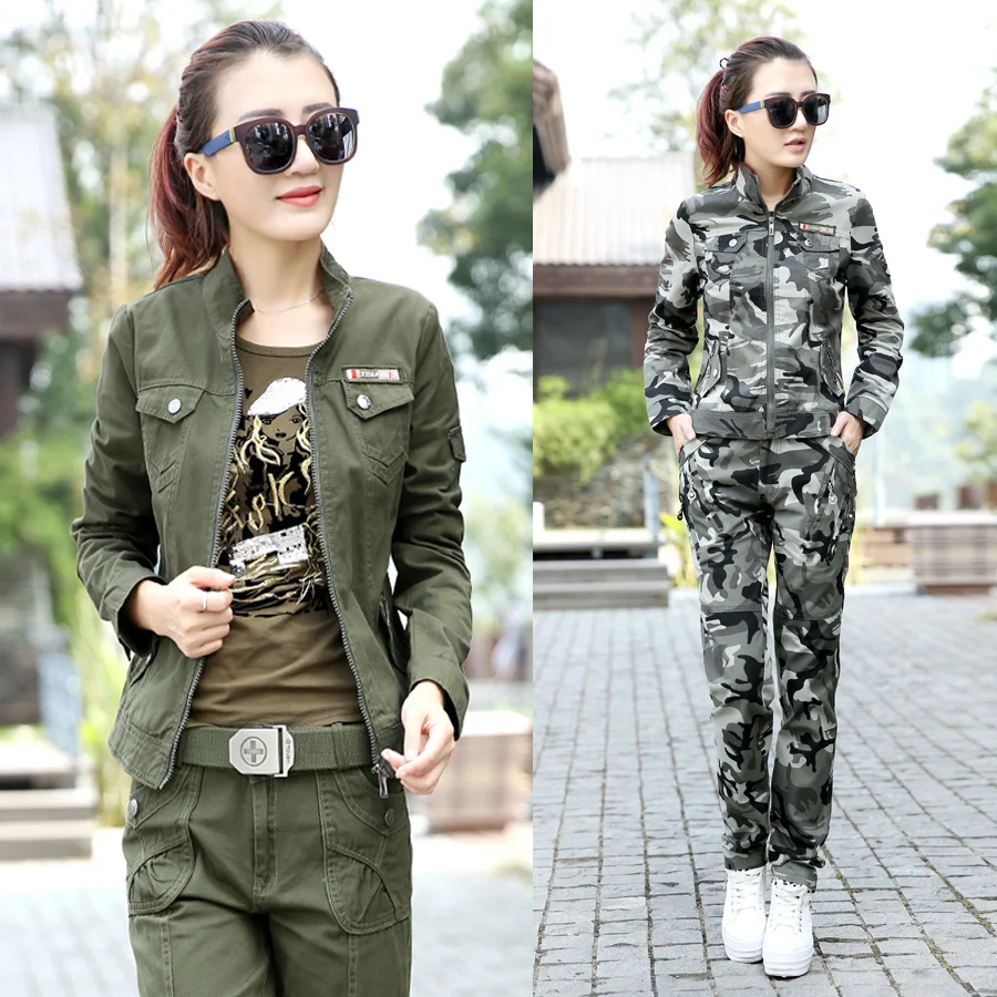 2017 spring street casual short design handsome Camouflage outerwear female zipper tooling long-sleeve top