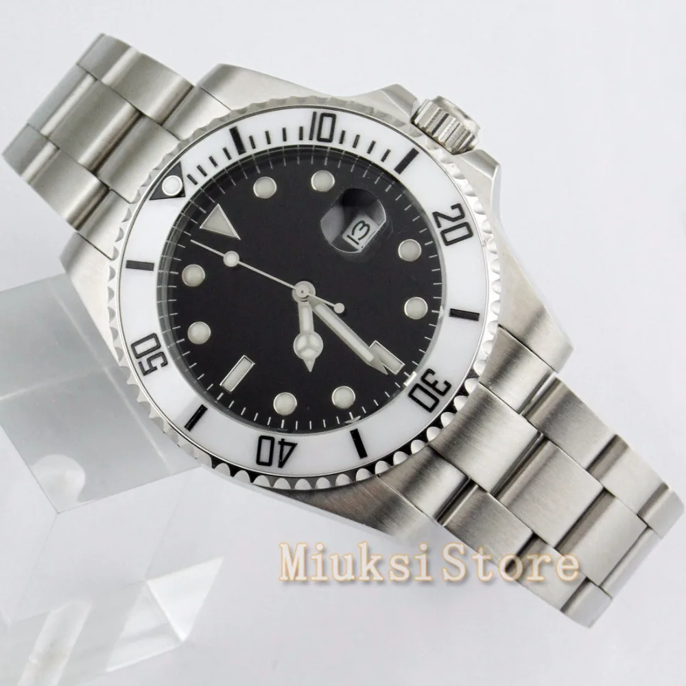 

43mm mens watch skleton sapphire glass mechanical black dial Date automatic mens watch
