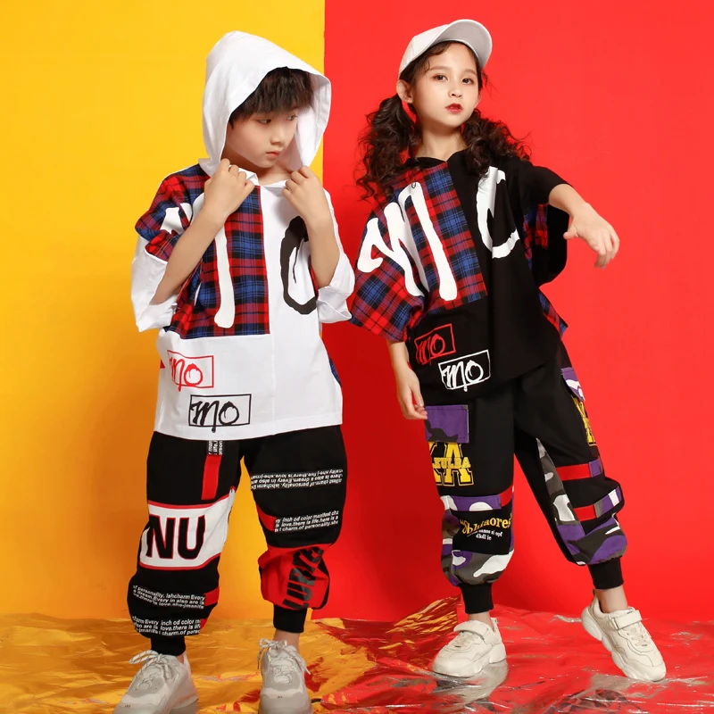 Girls Boys Outwear Tshirt Hoodie Jogger Pants T Shirt Hip Hop Clothing Jazz Dance Costumes Kids Concert Ballroom Dancing Clothes