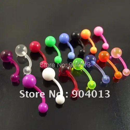 5pcs/lot soft flexible Acrylic UV belly ring Navel Rings Belly Button Ring press fit body piercing  jewelry mixed color