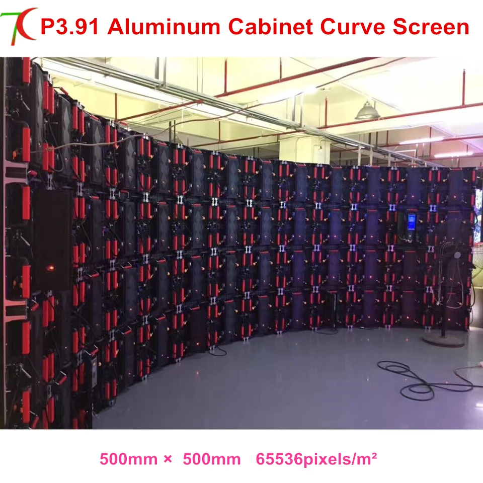 Curve led display P3.91 500*500mm waterproof die-casting aluminum rental cabinet screen