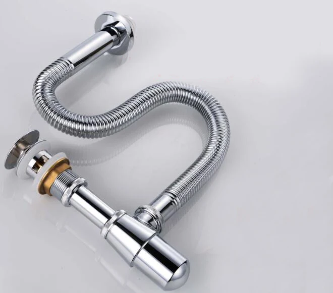 Sifão para Pia Ag123 Tubo de Drenagem para Pia de Parede Estilo Antigo em Latão Sólido