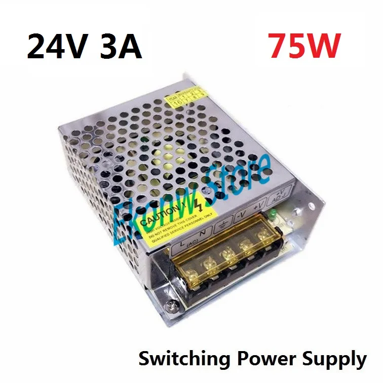 75W 24V 3A Switching Power Supply Factory Outlet SMPS Driver AC110-220V to DC24V Transformer for LED Strip Light Module Display