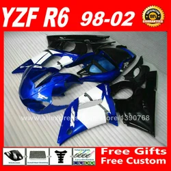 Factory blue black Fairing kit for YAMAHA YZF R6 98 99 00 01 02 plastic parts yzf-r6 fairings kits 1998 1999 2000 2001 2002