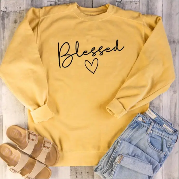 Skuggnas New Arrival Christian Blessed Sweatshirt Make a Statement Jumper Great Sweatshirt for Christians Unisex Fashion Jumper