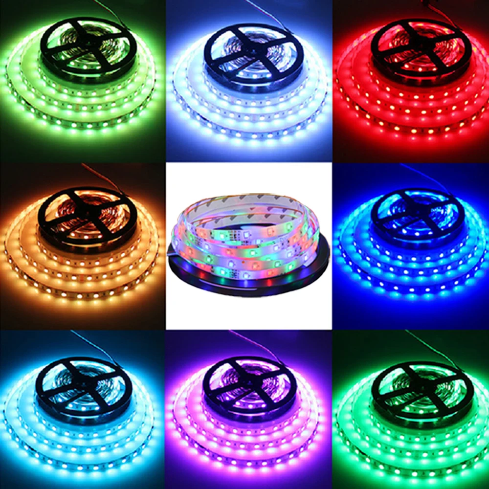 RGB LED Strip Light 12V DC Waterproof LED Light 5M 300Leds 5050 2835 Flexible Diode Ribbon Tape LED Stripe Lighting Warm White