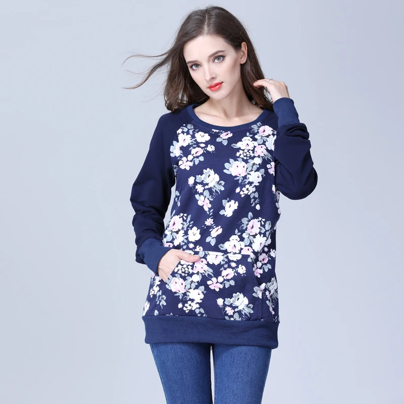 New Autumn Fall Maternity Sweatshirt Floral Stretch Cotton Breastfeeding Jumper Nursing Clothes Popular Style