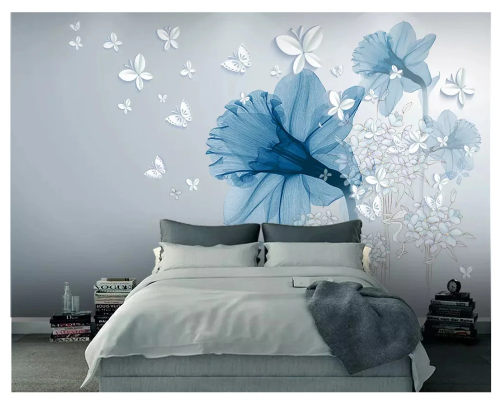 

beibehang Современные классические индивидуальные обои с объемным цветочным фоном, минималистичные 3D-обои