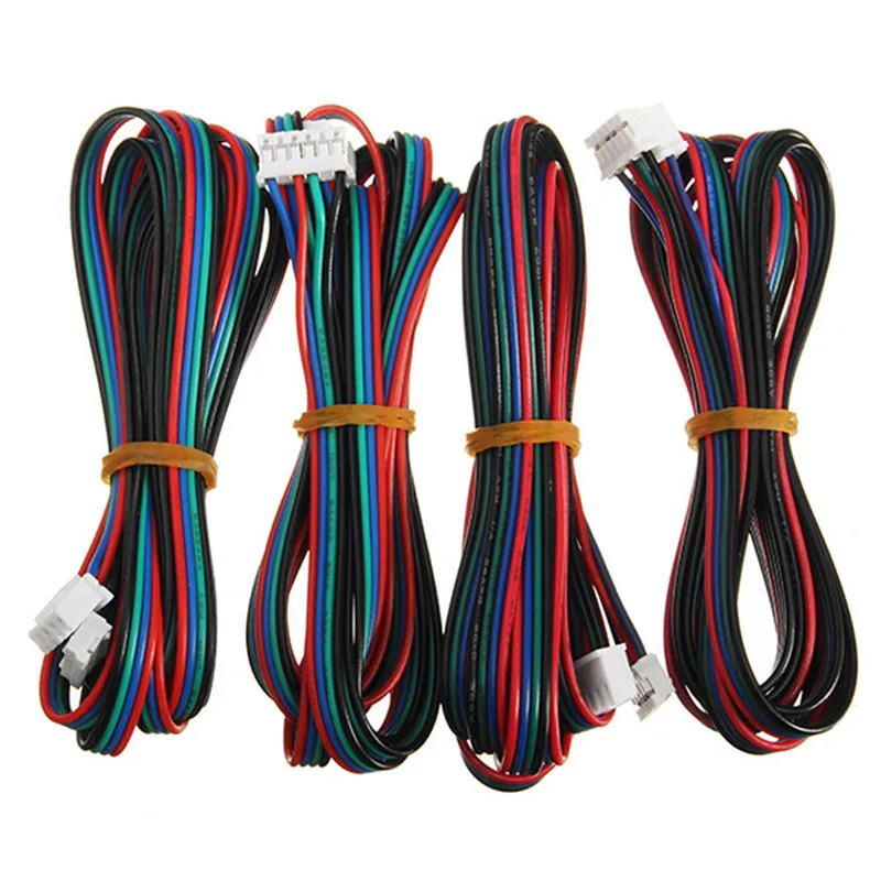 Free Shipping 4pcs 100cm/200cm 4pin to 6pin XH2.54 NEMA 17 Stepper Motor Cable DuPont line For 42 Stepper Motor