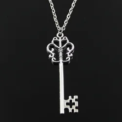 Simple Classic Fashion Vintage Skeleton Chest Key Antique Silver Color Pendant Girl Short Long Chain Necklaces Jewelry For Women