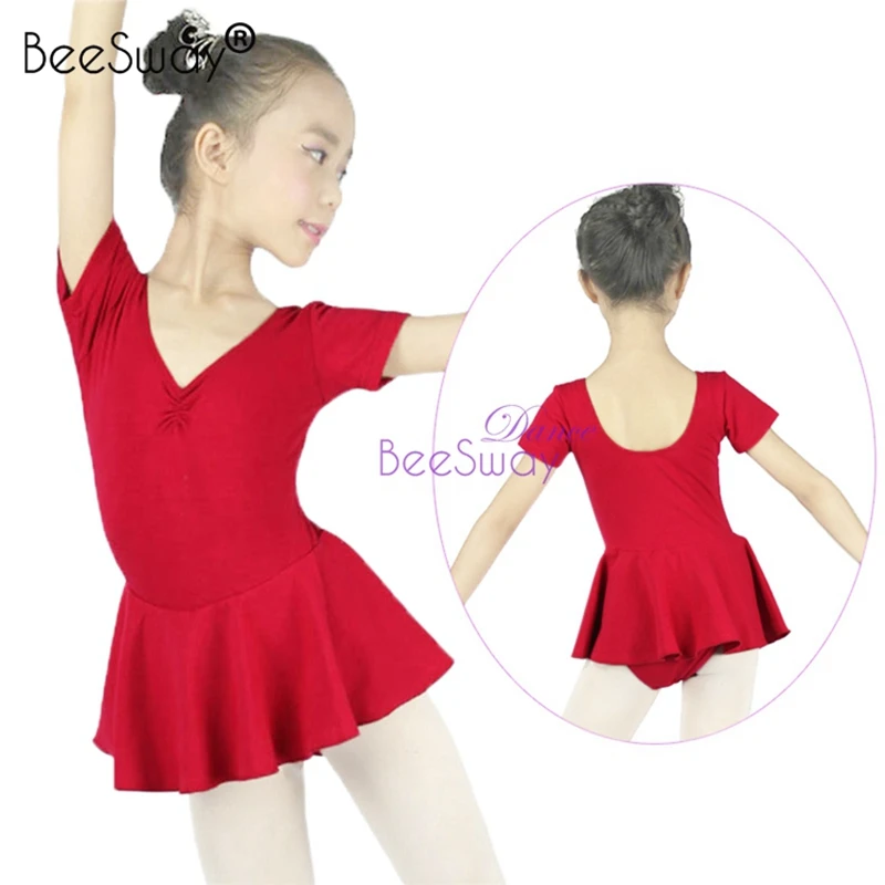 

pink Leotard for girls child gymnastic leotards hot pink ballet dance dress V neck ballet costume