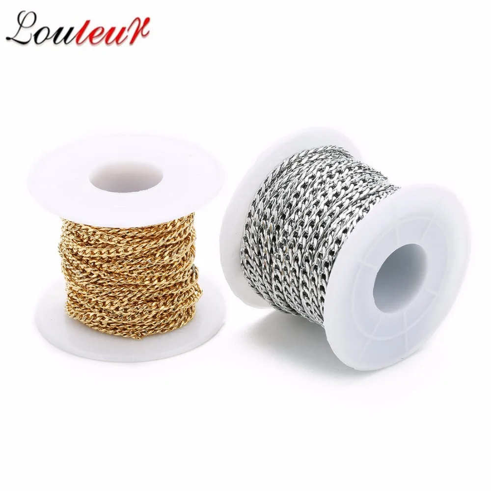 

10yard Gold Plated Vinatge Men Stainless Steel Figaro Chain For DIY Necklace Jewelry Finding Making Bijoux Accessories