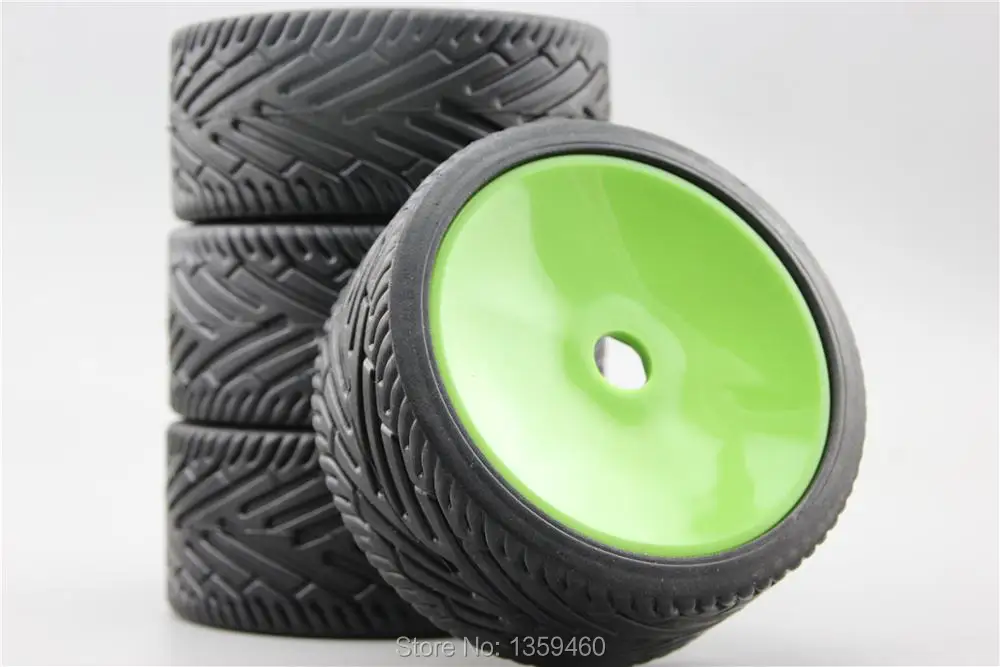 4pcs 1/8 Buggy Tire(Hunter) On Road Tyre 15% Reinforced Nylon Wheel (Dark Green)fits for 1/8 Buggy GT XO-1 1/8 Tire 22049+26010