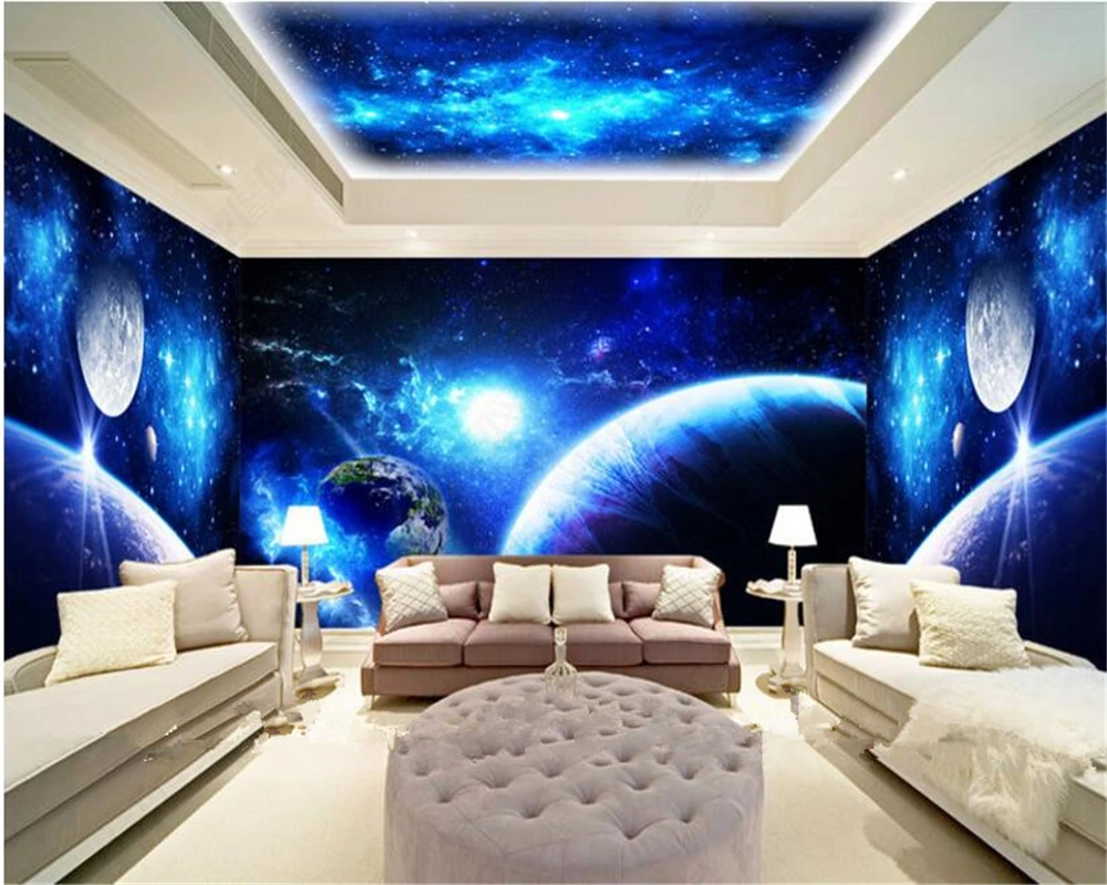 

beibehang High quality aesthetic fashion home waterproof wallpaper cool sky theme space background wall papel de parede tapety