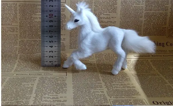 

simulation unicorn about 11x17cm hard model polyethylene&furs white unicorn prop home decoration gift s2265