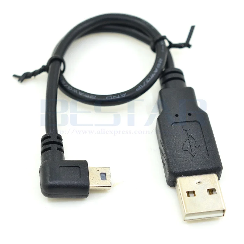 Left Right Up Down Angled 90 270 degree 5pin Mini USB to USB Data Charge Cable 20cm short Mini-USB angle cord Cables multi-angle