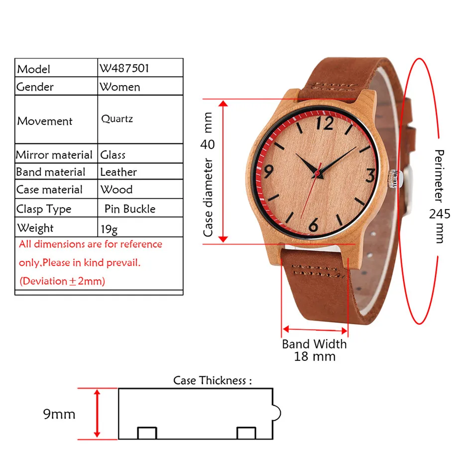 Cherry Wood/Bamboo Watches Fashion Minimalist Women's Watch Genuine Leather Wristwatch Quartz Movement Female Clock Gifts reloj