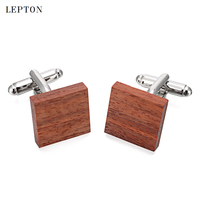 Low-key Luxury Wood Cufflinks For Mens Top Quality Lepton Square Rosewood Cuff links Men Wedding Groom Gift Wooden Cufflinks