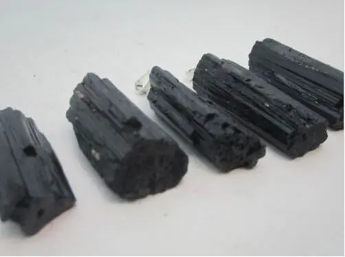 BULK NATURAL BLACK TOURMALINE POINT PENDANTS - 5 PIECE LOT - BEST PRICE