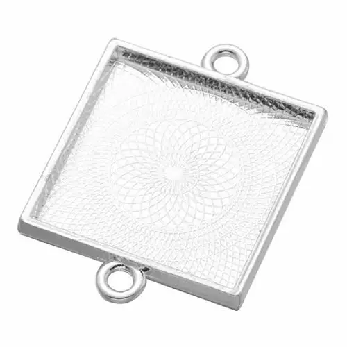 Onebeading Fit 25x25mm Square Cabochons Cameos Frame Bezel  Pendant Connector Tray blank DIY Making Accessories 5pcs K05190