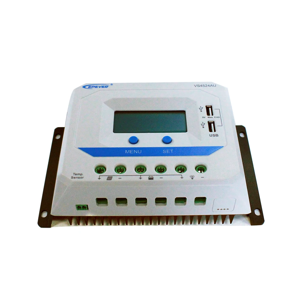 Imagem -02 - Epever 45a Controlador Solar 12v 24v Auto Vs4524au Pwm Controlador de Carga com Construído em Display Lcd e Duplo Usb 5v Porto
