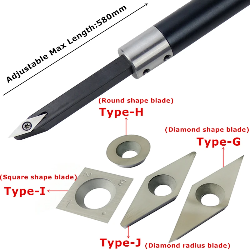 Woodworking Wood Turning Tool With Carbide Alloy Insert Cutter Aluminum Alloy Handle For Rotary Lathe Cutter Turning Tool
