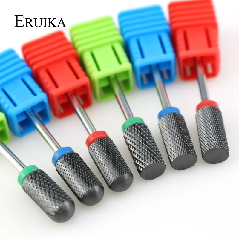 ERUIKA Balck Ceramic Nail Drill Bit Milling Cutter for Manicure Electric Machine Accessory Rotate Nail Files Nail Art Tools